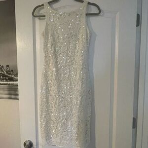 Ralph Lauren White Sequin Sheath Dress